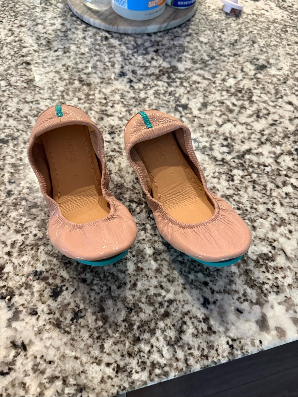 Tieks Blush Pink Ballet Flats with Teal Accents
